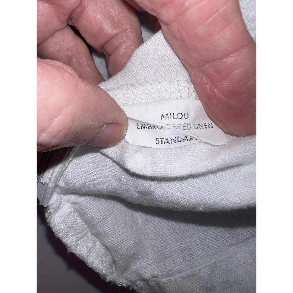 Restoration Hardware MILOU EMBROIDERED  LINEN Queen Sheet Set w/ 1 Standard Sham